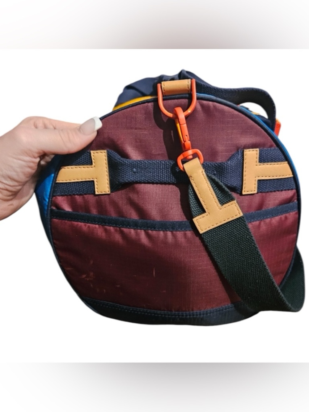 Tory Burch Sport Ripstop Nylon Color-Block Duffle Bag With Dusty - Picture 7 of 11
